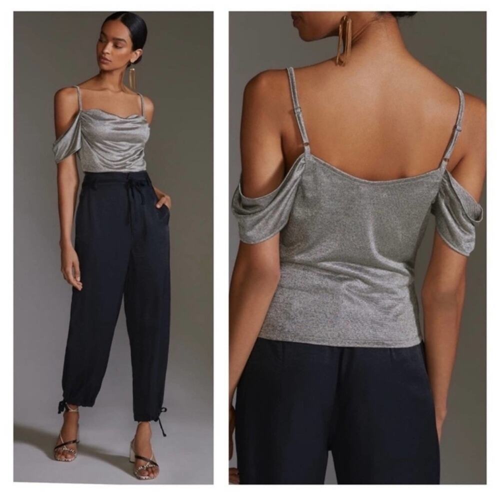 NWT Anthropologie Lurex Cowl-Neck Off-The-Shoulder Top.